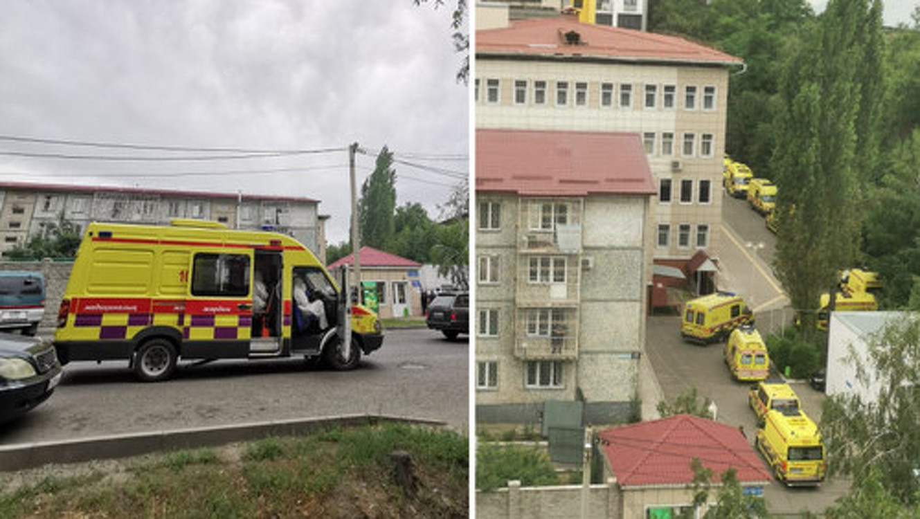 В Алматы выстроилась очередь из машин скорой помощи. Видео — Today.kg