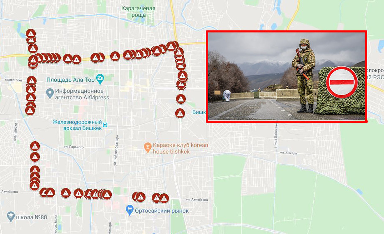 Карта — Где расположены бетонные блок-посты в Бишкеке? — Today.kg