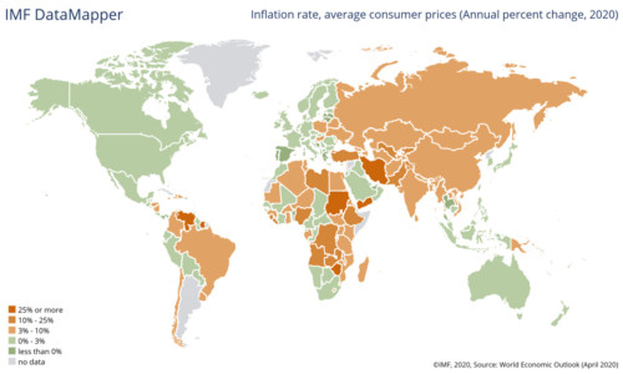 МВФ прогнозирует уровень годовой инфляции в КР в 2020 году на отметке 10,6%  (данные по странам),-  World Economic Outlook — Today.kg