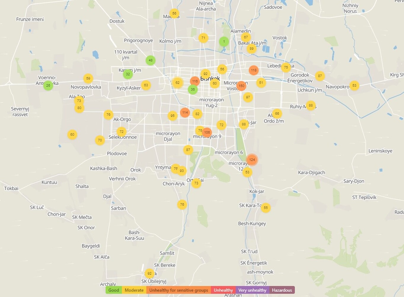 Загрязнение воздуха в Бишкеке. Что показывают датчики — Today.kg