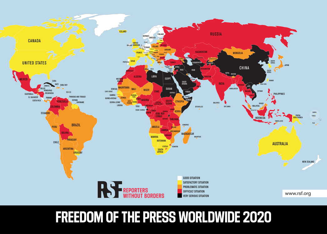 Кыргызстан поднялся на позицию в рейтинге свободы прессы, но журналисты все еще подвергаются насилию, кибератакам и допросам — Отчет «Репортеров без границ» — Today.kg