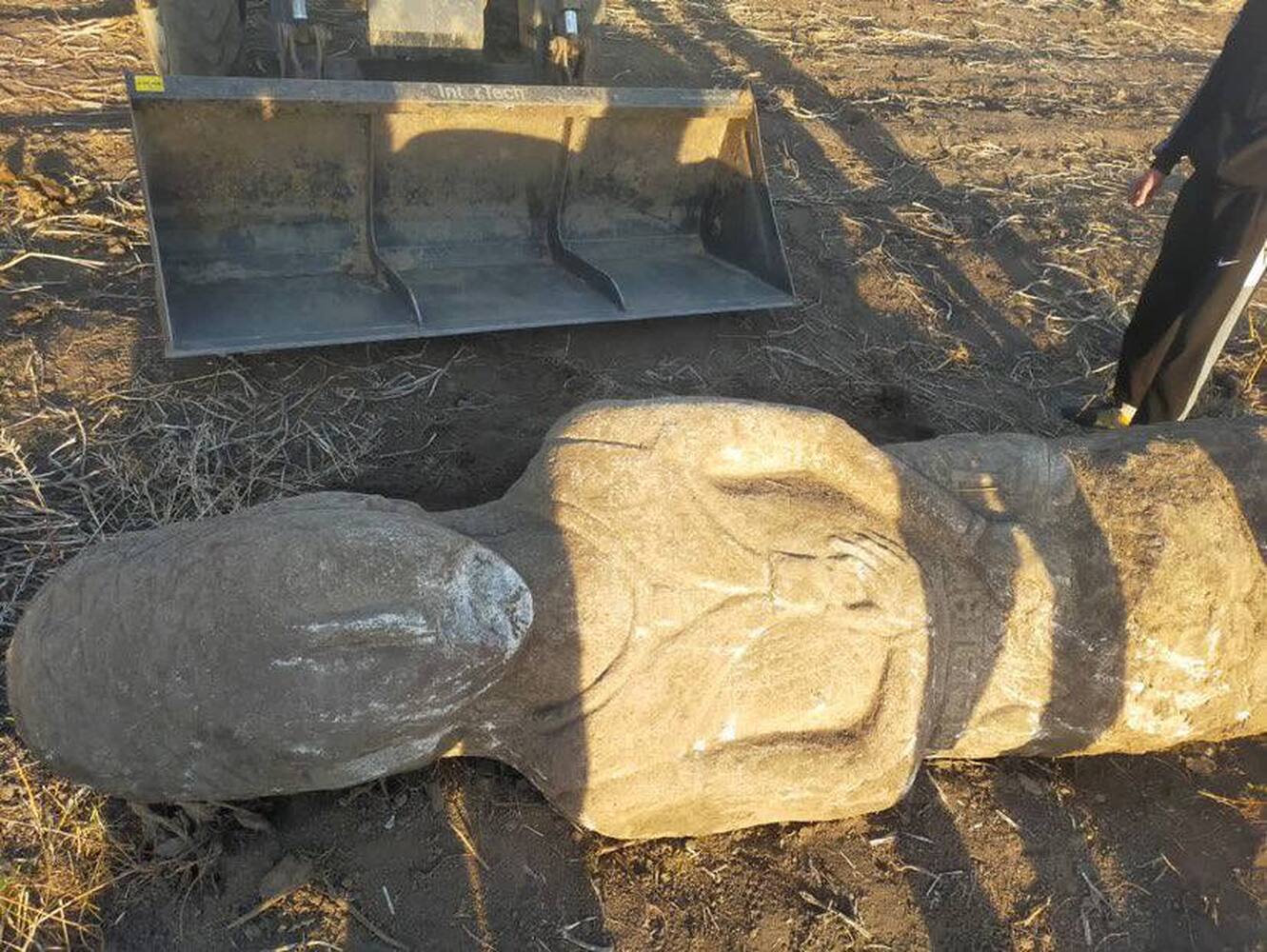 На Иссык-Куле фермер нашел в земле трехметровую каменную статую — Видео — Today.kg